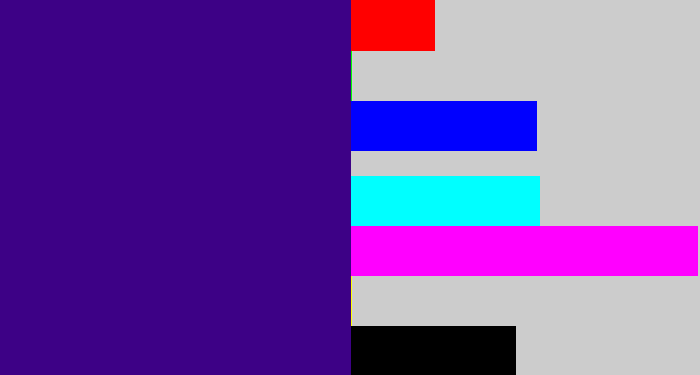 Hex color #3d0186 - indigo