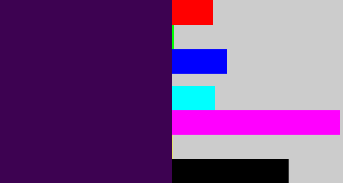 Hex color #3d0251 - deep violet