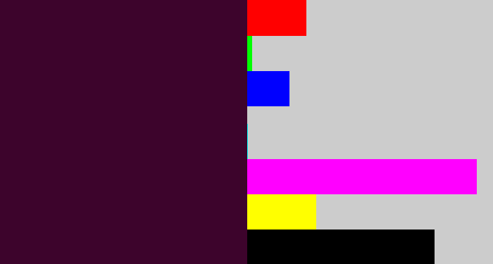 Hex color #3d042c - dark plum