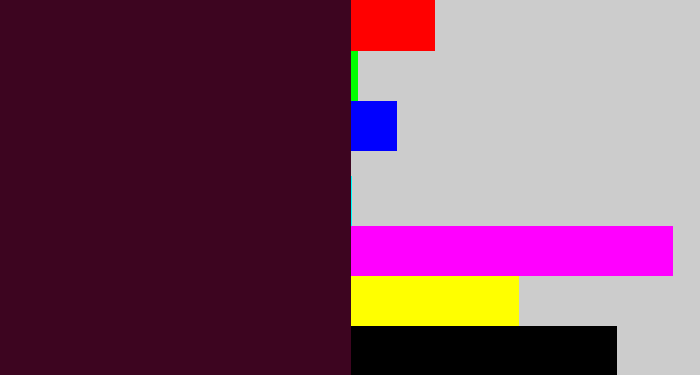 Hex color #3d0520 - dark plum