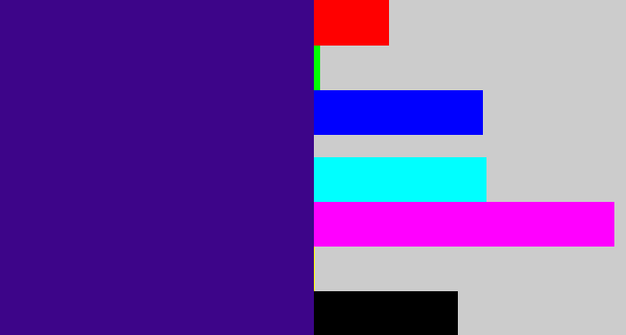 Hex color #3d0589 - indigo