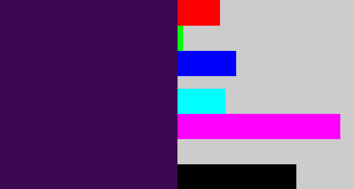 Hex color #3d0753 - deep violet