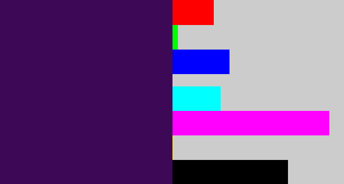 Hex color #3d0855 - deep violet