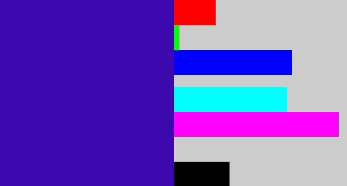 Hex color #3d08ad - indigo blue