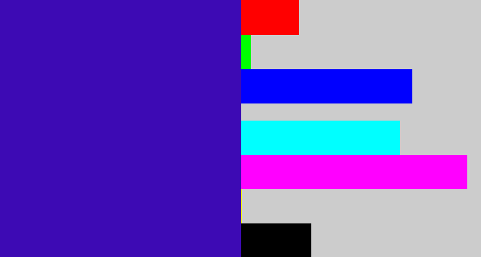 Hex color #3d0ab4 - indigo blue