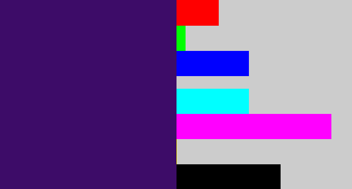 Hex color #3d0c68 - royal purple