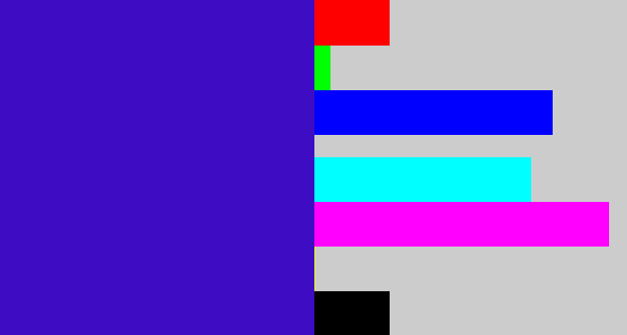Hex color #3d0cc3 - violet blue