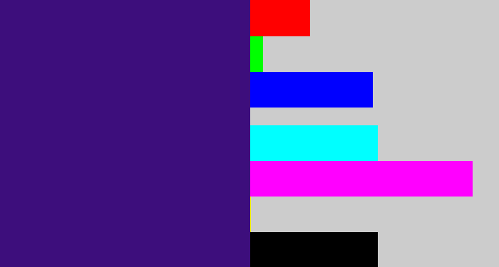 Hex color #3d0e7c - indigo