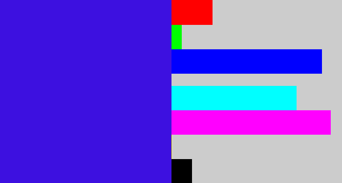 Hex color #3d10e0 - violet blue