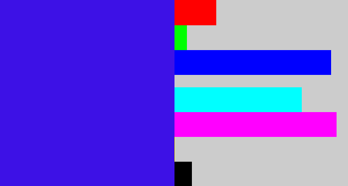 Hex color #3d11e6 - blue/purple