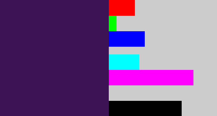 Hex color #3d1355 - deep violet