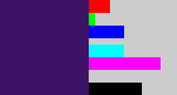 Hex color #3d1366 - royal purple