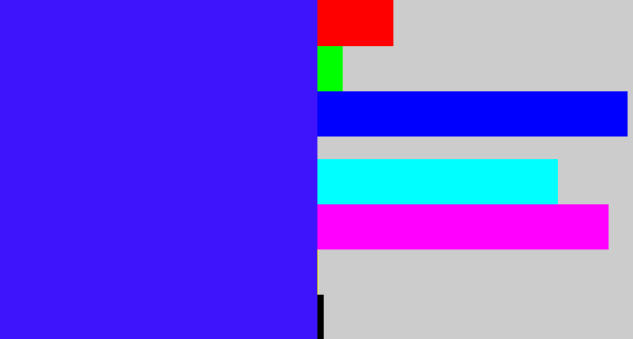 Hex color #3d14fb - light royal blue