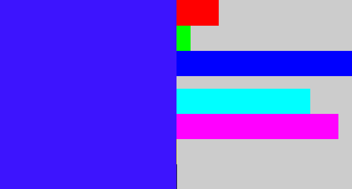 Hex color #3d14fe - light royal blue