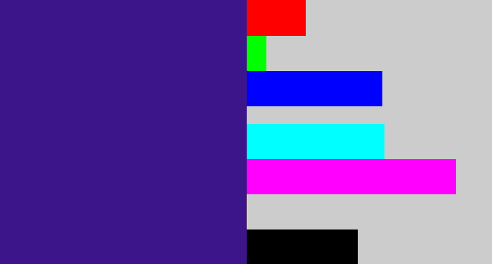 Hex color #3d158b - indigo