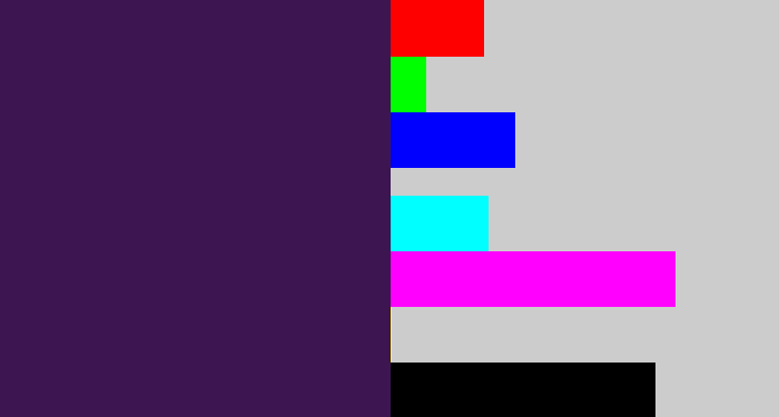 Hex color #3d1651 - deep violet