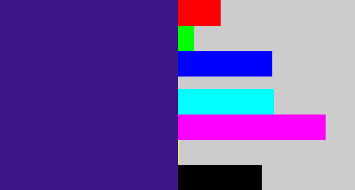 Hex color #3d1786 - indigo