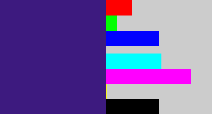 Hex color #3d1a7f - indigo