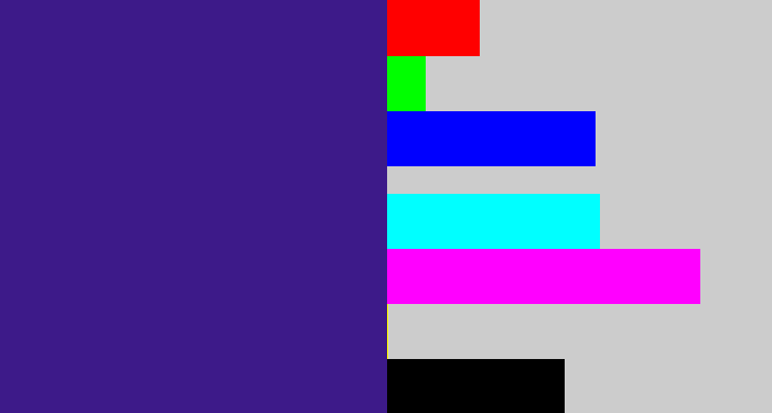 Hex color #3d1a89 - indigo