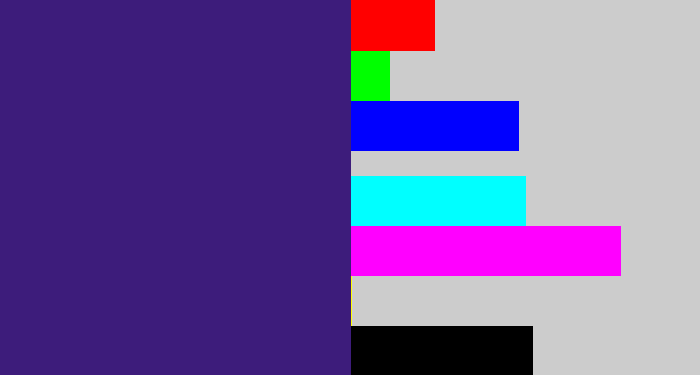 Hex color #3d1c7b - indigo