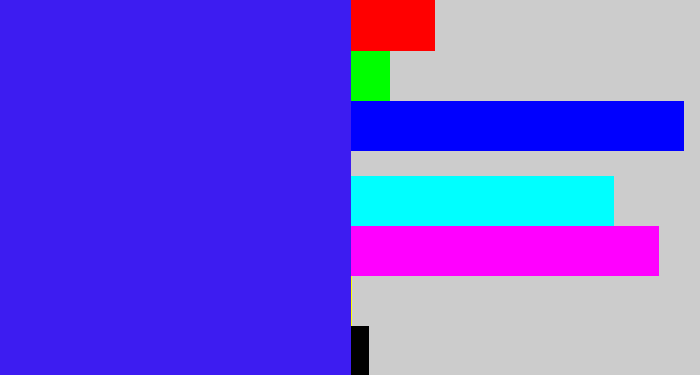 Hex color #3d1cf1 - light royal blue