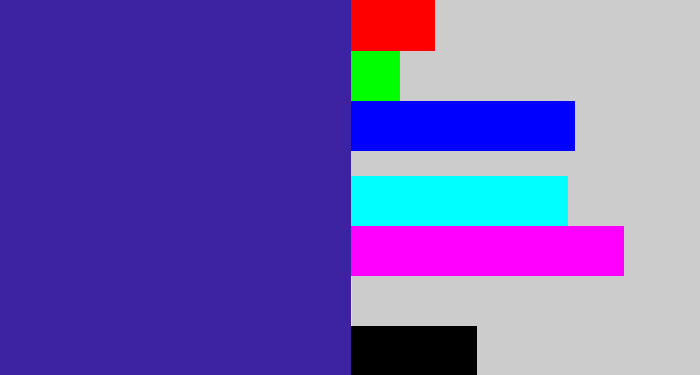 Hex color #3d23a2 - indigo blue