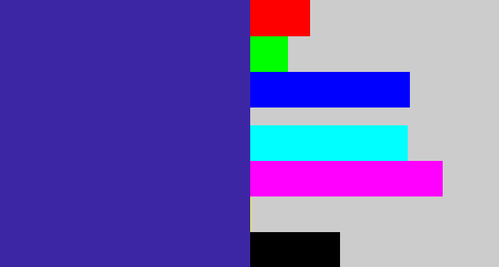 Hex color #3d26a4 - indigo blue