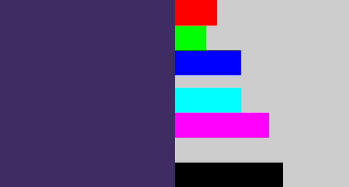 Hex color #3d2d62 - dark grey blue