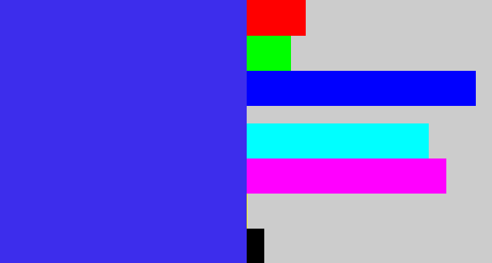 Hex color #3d2dec - light royal blue