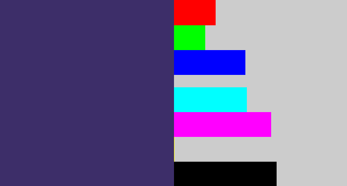 Hex color #3d2e69 - dark grey blue