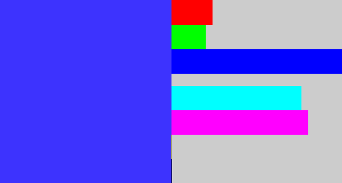 Hex color #3d33fe - light royal blue