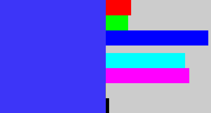 Hex color #3d35f8 - light royal blue