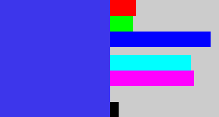 Hex color #3d36eb - light royal blue