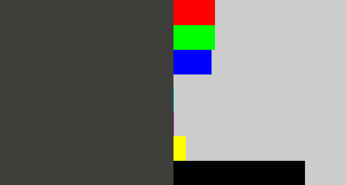Hex color #3d3d39 - dark grey