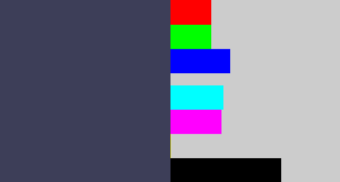 Hex color #3d3e58 - dark grey blue
