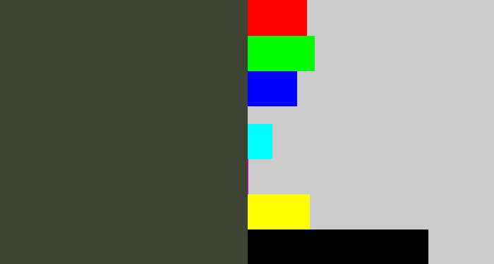 Hex color #3d4433 - dark grey