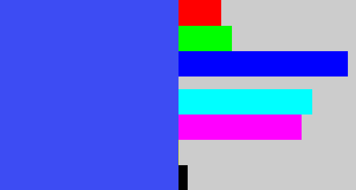 Hex color #3d4cf3 - warm blue