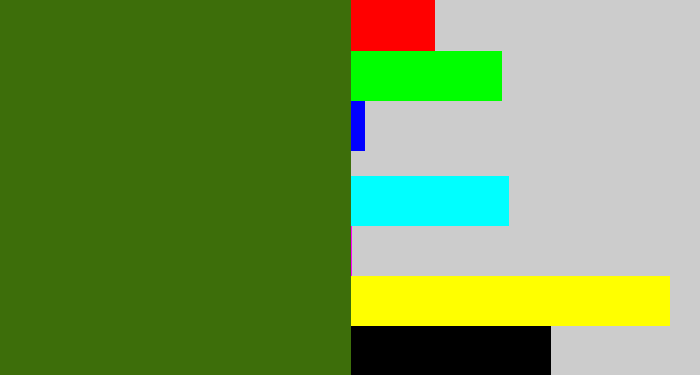 Hex color #3d6e0a - dark grass green