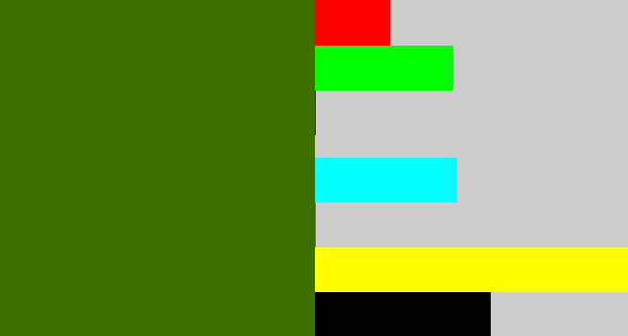 Hex color #3d6f00 - dark grass green