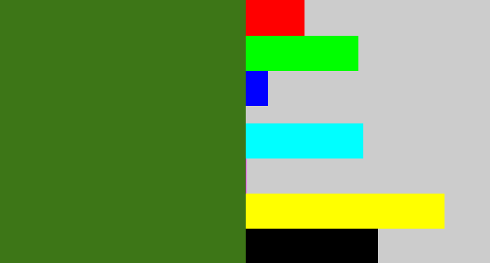 Hex color #3d7617 - tree green