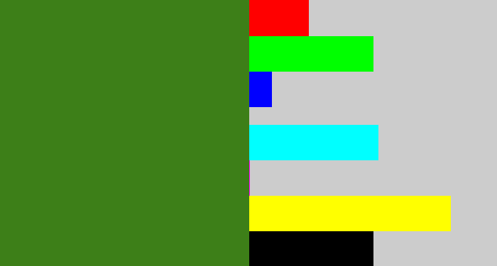 Hex color #3d7f18 - tree green