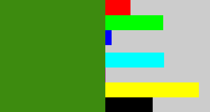 Hex color #3d8b0f - dark grass green