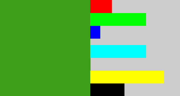 Hex color #3d9f1c - grass green