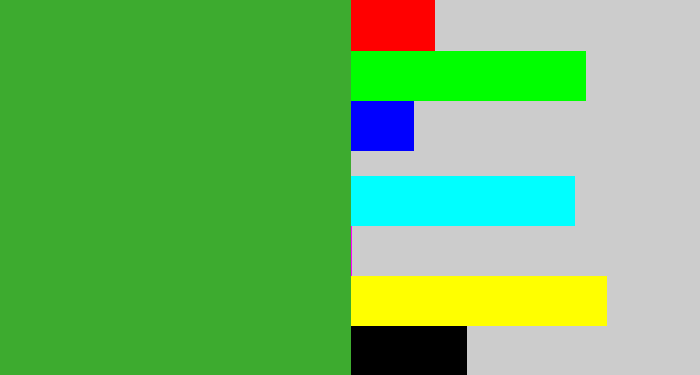 Hex color #3dab2f - medium green