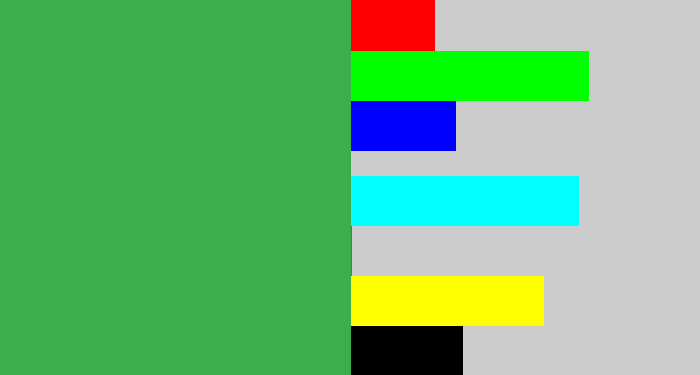 Hex color #3dad4d - medium green