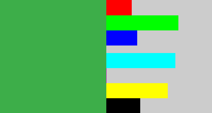 Hex color #3dae49 - medium green