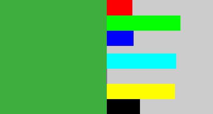 Hex color #3daf3f - medium green