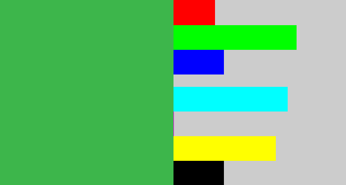 Hex color #3db64b - medium green