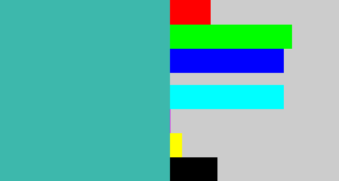 Hex color #3db8ac - greeny blue