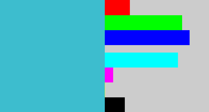Hex color #3dbdce - tealish